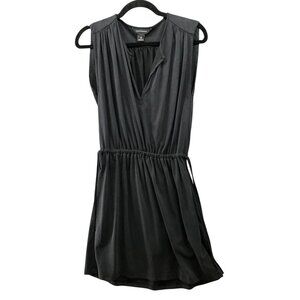 Club Monaco Sleeveless Mini Dress Womens S Black Split Neck A-Line‎ Modal Blend